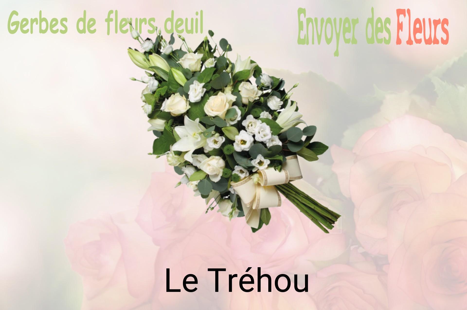 Gerbe de fleurs de deuil livrée à Le Tréhou